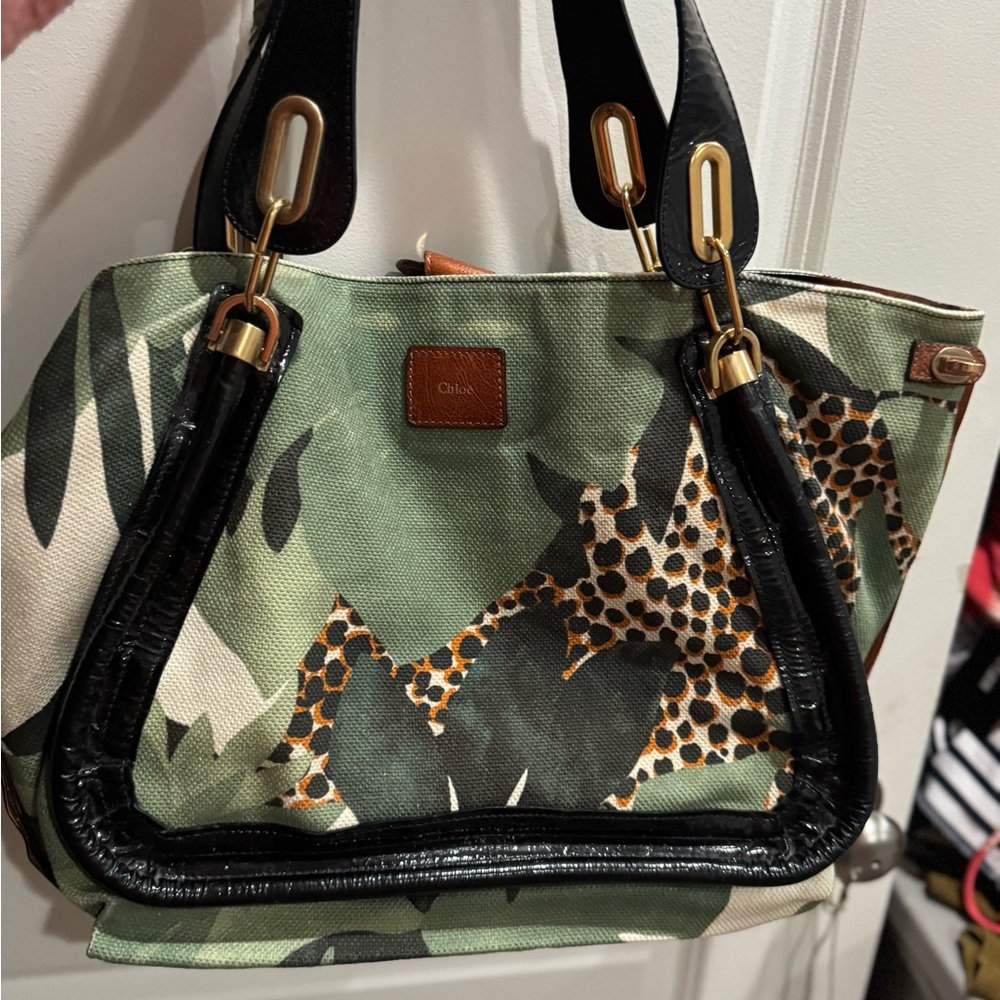 Chloe Green and Black Duffel Bag